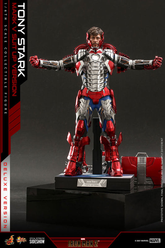 Hot Toys Iron Man 2 Tony Stark (Mark V Suit Up Ver.) Deluxe MMS600 1/6th Scale Collectible Figure